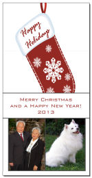 Holiday Snowflake Stocking Family Photos Christmas Card w-Envelope 4