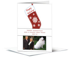 Holiday Snowflake Stocking Family Photos Christmas Card w-Envelope 5.50