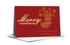 Gold Goodie Filled Stocking Holiday Card w-Envelope 7.875