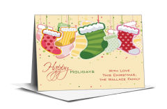 Hanging Holiday Stocking Christmas Card w-Envelope 7.875