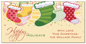 Hanging Holiday Stocking Christmas Card w-Envelope 8