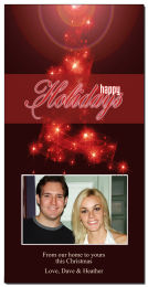 Glowing Red Abstract Christmas Tree with Personalized Photo Card w-Envelope 4