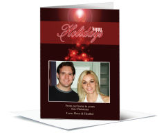 Glowing Red Abstract Christmas Tree with Personalized Photo w-Envelope 5.50