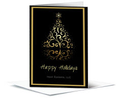 Gold Reflective Christmas Tree Card w-Envelope 5.50