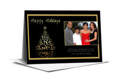 Gold Christmas Tree Card 7.875