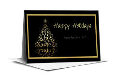 Gold Reflective Christmas Tree Card w-Envelope 7.875