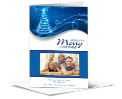 Blue Swirl Christmas Tree with Photo Upload w-Envelope 5.50