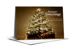 Decorated Christmas Tree with Presents Card w-Envelope 7.875