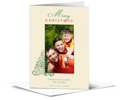 Stacked Christmas Tree of Swirls Card with Photo Upload w-Envelope 5.50