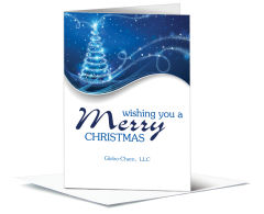 Blue Swirl Christmas Tree Card w-Envelope 5.50
