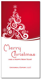 Red and White Curly Christmas Tree Card w-Envelope 4