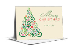 Stacked Christmas Tree of Swirls Card w-Envelope 7.875