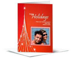 Tall Abstract Christmas Tree Card with Dots  Family Photo w-Envelope 5.50
