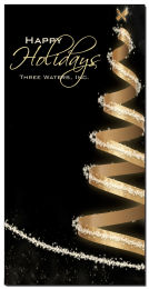 Gold Ribbon Christmas Tree with Speckles Card w-Envelope 4