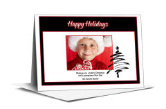 Brush Stroked Christmas Tree with Personalized Photo w-Envelope 7.875