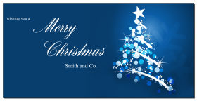 Side Swipe Blue Christmas Tree Card w-Envelope 8