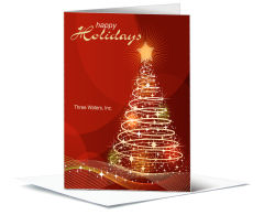 Illuminating Star on Swirly Christmas Tree Card w-Envelope 5.50