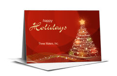 Illuminating Star on Swirly Christmas Tree Card w-Envelope 7.875