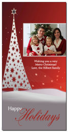 Gray and Red Themed Christmas Tree with Family Photo Card w-Envelope 4
