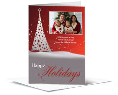 Gray and Red Themed Christmas Tree with Family Photo w-Envelope 5.50