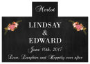Personalized Floral Chalkboard Rectangle Wine Wedding Label 4.25x3