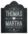 Hearts of Love Chalkboard Style Scalloped Vertical Big Rectangle Wedding Label