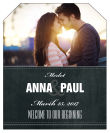 Romantic Photo Chalkboard Wine Wedding Label