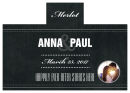 Personalized Romantic Photo Chalkboard Rectangle Wine Wedding Label 4.25x3