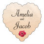 Coralbell Lace Heart Wedding Label
