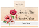 Personalized Coralbell Lace Rectangle Wine Wedding Label 4.25x3