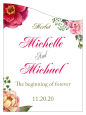 Customized Floral Elegant Summer Poppy Curved Rectangle Wine Wedding Label