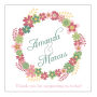 Infinity Floral Wreath Small Square Wedding Label