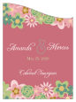 Customized Infinity Floral Wreath Curved Rectangle Wine Wedding Label