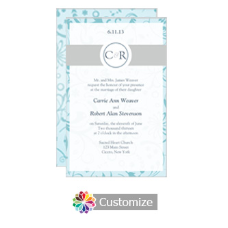 Serenity 5 x 7.875 Flat Card Wedding Invitation