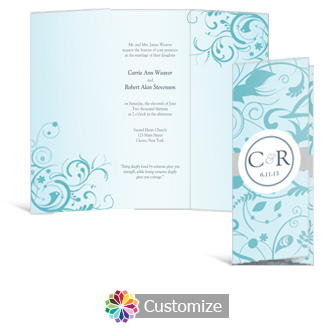 Serenity 3.625 x 8.875 Tri-Fold Wedding Invitation