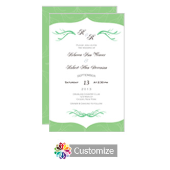 Wave 5 x 7.875 Flat Card Wedding Invitation