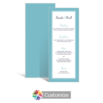 Classical 3.625 x 8.875 Tea-Length Wedding Menu