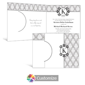 Monogram 7.25 x 5.125 Folded Wedding Invitation