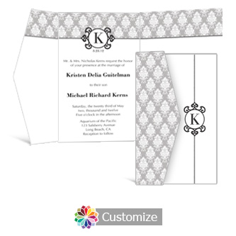 Monogram 5 x 7.875 Double Folded Wedding Invitation