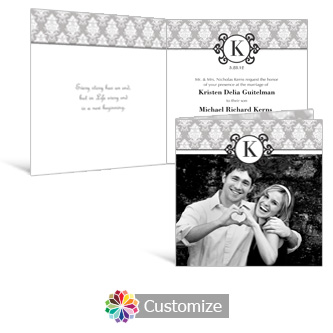 Monogram 6 x 6 Square Folded Wedding Invitation