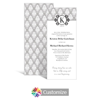 Monogram 3.625 x 8.875 Tea-Length Wedding Invitation