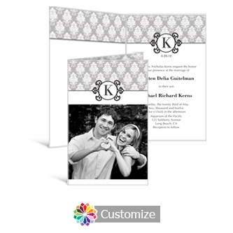 Monogram 5 x 7.875 Half-Fold Wedding Invitation