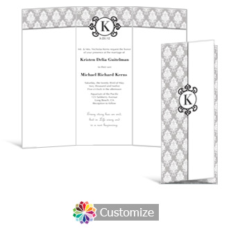 Monogram 3.625 x 8.875 Tri-Fold Wedding Invitation
