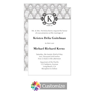 Monogram 5 x 7.875 Flat Card Wedding Invitation