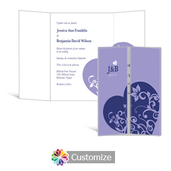 Hearts 5 x 7 Gate-Fold Wedding Invitation