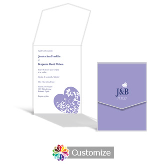 Hearts 5.25 x 7.25 Vertical Gate-Fold Wedding Invitation