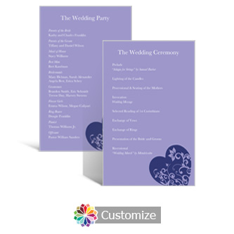 Hearts 5 x 7.875 Flat Wedding Program