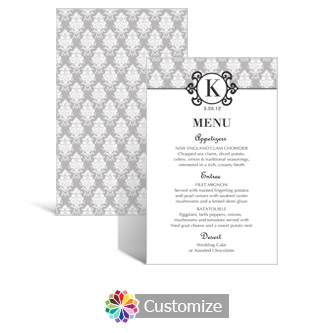 Monogram 5 x 7.875 Rectangle Flat Wedding Menu