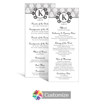 Monogram 3.625 x 8.875 Tea-Length Wedding Program