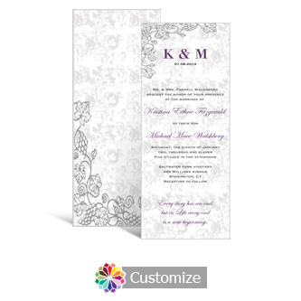 Iron Vine 3.625 x 8.875 Tea-Length Wedding Invitation